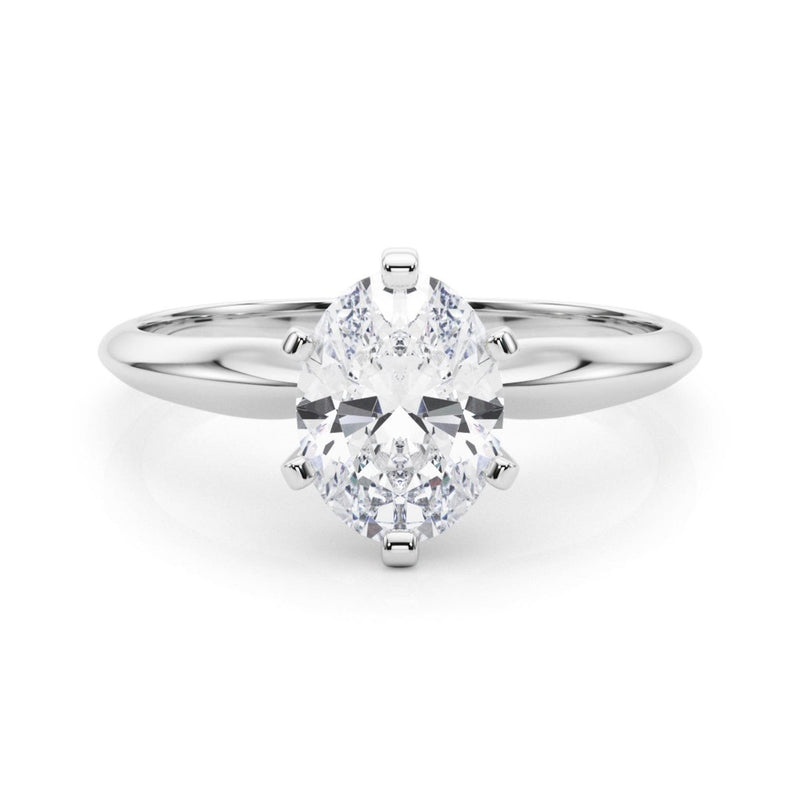 18K Solid Gold 1 CT Oval -Cut Natural Diamond Solitaire Engagement Ring