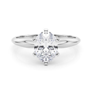 18K Solid Gold 1 CT Oval -Cut Natural Diamond Solitaire Engagement Ring