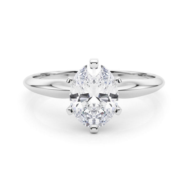 18K Solid Gold 1 CT Oval -Cut Natural Diamond Solitaire Engagement Ring