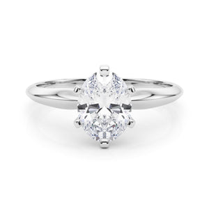 14K 1ct Natural Diamond Oval Cut Solitaire Engagement Ring