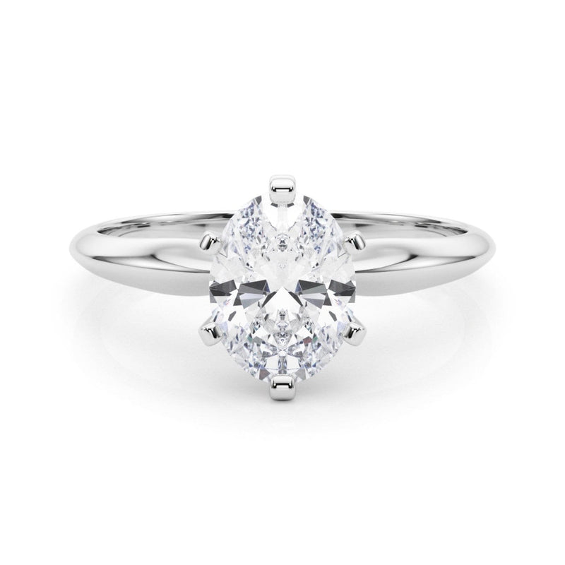 14K 1ct Natural Diamond Oval Cut Solitaire Engagement Ring