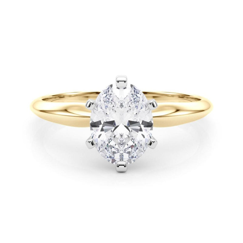 18K Solid Gold 1 CT Oval - Cut Lab Grown Diamond Solitaire Engagement Ring - View 6