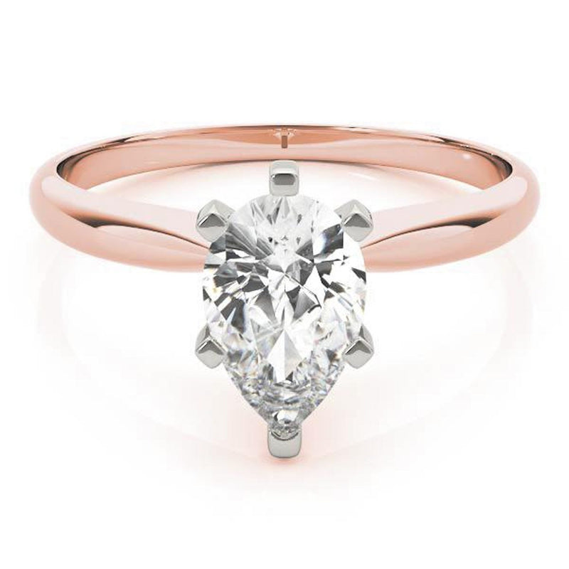 18K Solid Gold 1 CT Pear-Cut Lab Grown Diamond Solitaire Engagement Ring - Alternate Angle