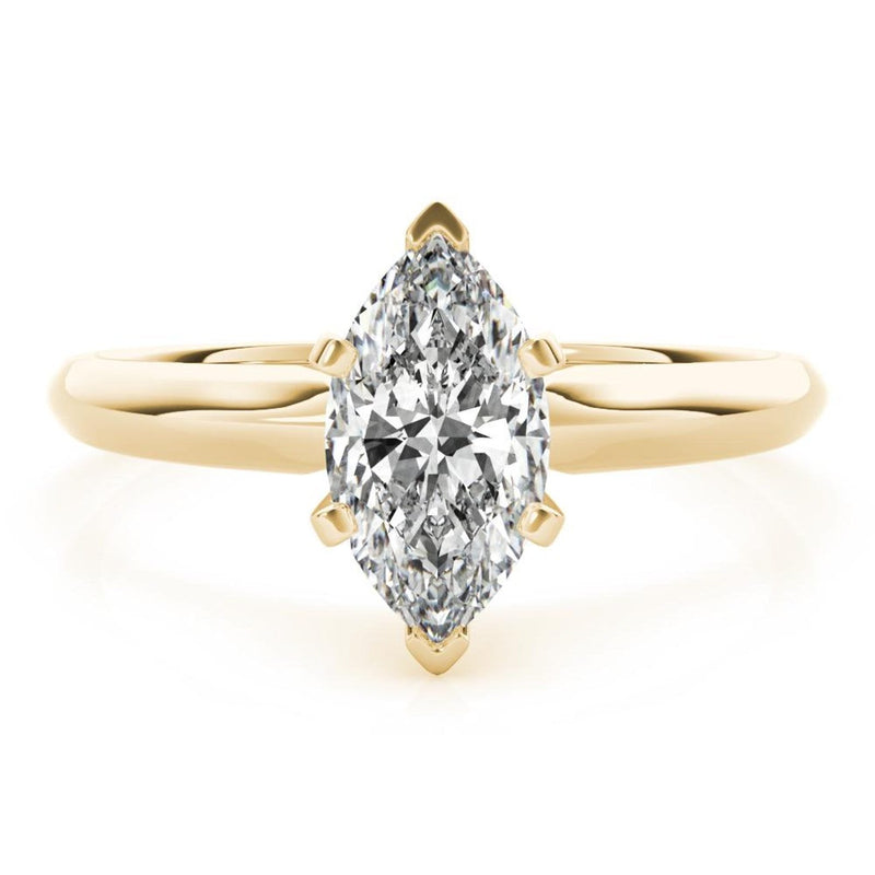 14K 1ct Natural Diamond Marquise Cut Solitaire Engagement Ring
