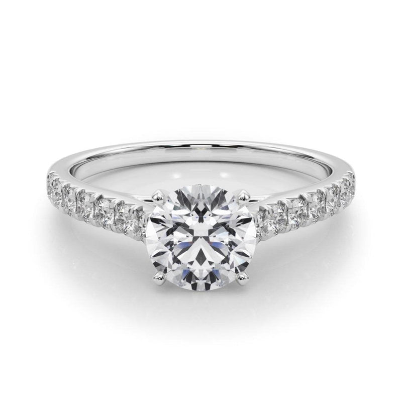 14K 1.33ct Lab Grown Diamond Round Cut Cathedral Engagement Ring