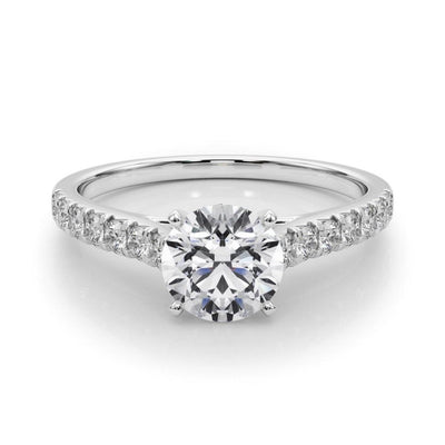 18K Solid Gold 1.33CT Round-Cut Natural Diamond Cathedral Engagement Ring