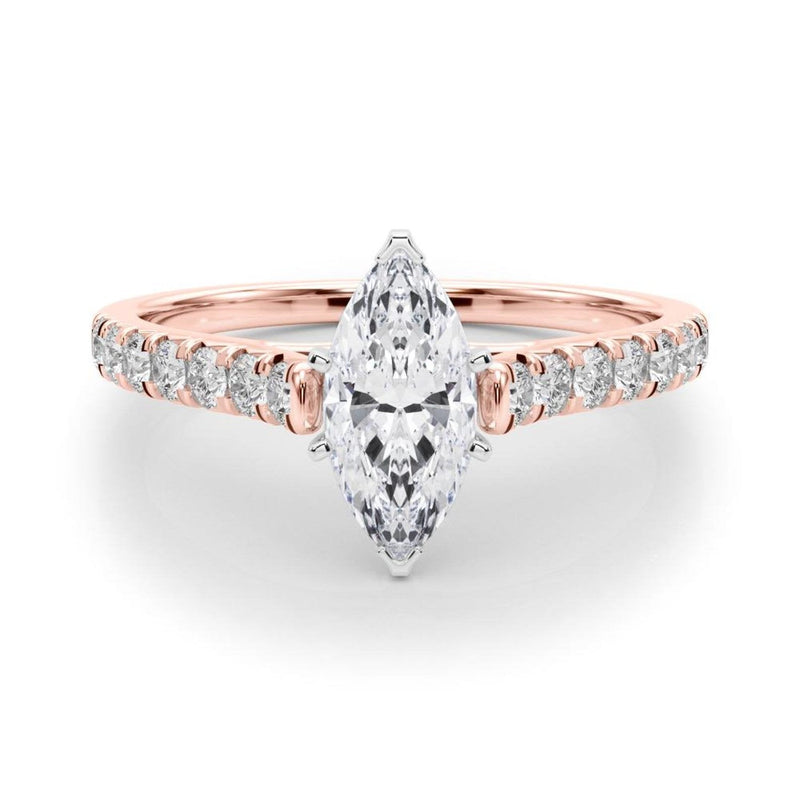 14K 1.33ct Lab Grown Diamond Marquise Cut Cathedral Engagement Ring