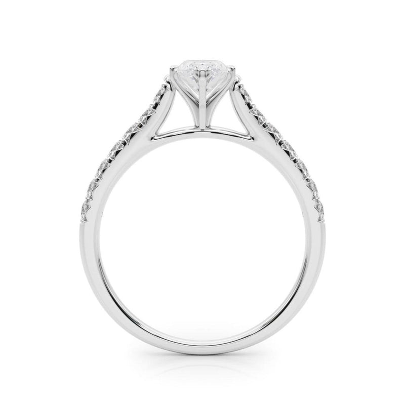 18K Solid Gold 1.33CT Marquise-Cut Natural Diamond Cathedral Engagement Ring - Detail