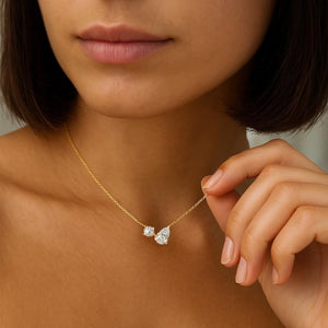 Eternal Duo Radiance: 14K Natural Diamond Toi et Moi Necklace