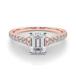 18K Solid Gold 1.33CT Emerald-Cut Natural Diamond Cathedral Engagement Ring - Close Up