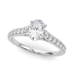 18K Solid Gold 1.33CT Oval-Cut Natural Diamond Cathedral Engagement Ring - Alternate Angle