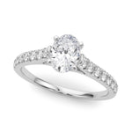 14K 1.33ct Lab Grown Diamond Oval Cut Cathedral Engagement Ring