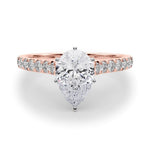 18K Solid Gold 1.33 CT Pear-Cut Natural Diamond Cathedral Engagement Ring - Alternate Angle