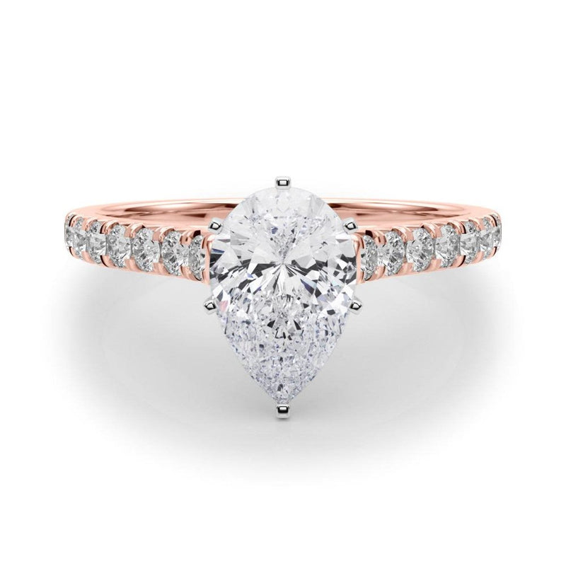 14K 1.5ct Natural Diamond Pear Cut Solitaire Engagement Ring