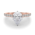 14K 1.33ct Lab Grown Diamond Pear Cut Cathedral Engagement Ring