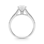 18K Solid Gold 1.33 CT Pear-Cut Natural Diamond Cathedral Engagement Ring - Close Up