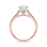 18K Solid Gold 1.33 CT Princess-Cut Natural Diamond Cathedral Engagement Ring - Side View