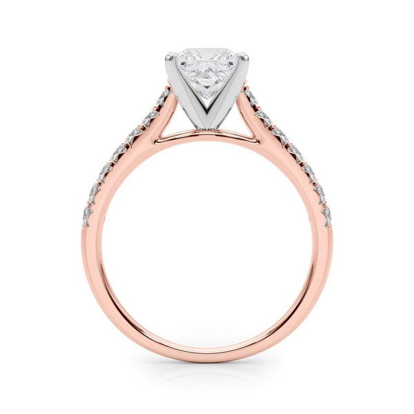 14K 1.33ct Lab Grown Diamond Princess Cut Cathedral Engagement Ring