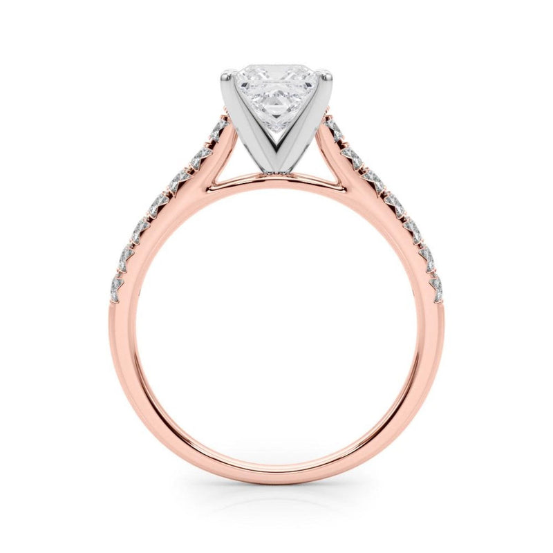 14K 1.33ct Lab Grown Diamond Princess Cut Cathedral Engagement Ring