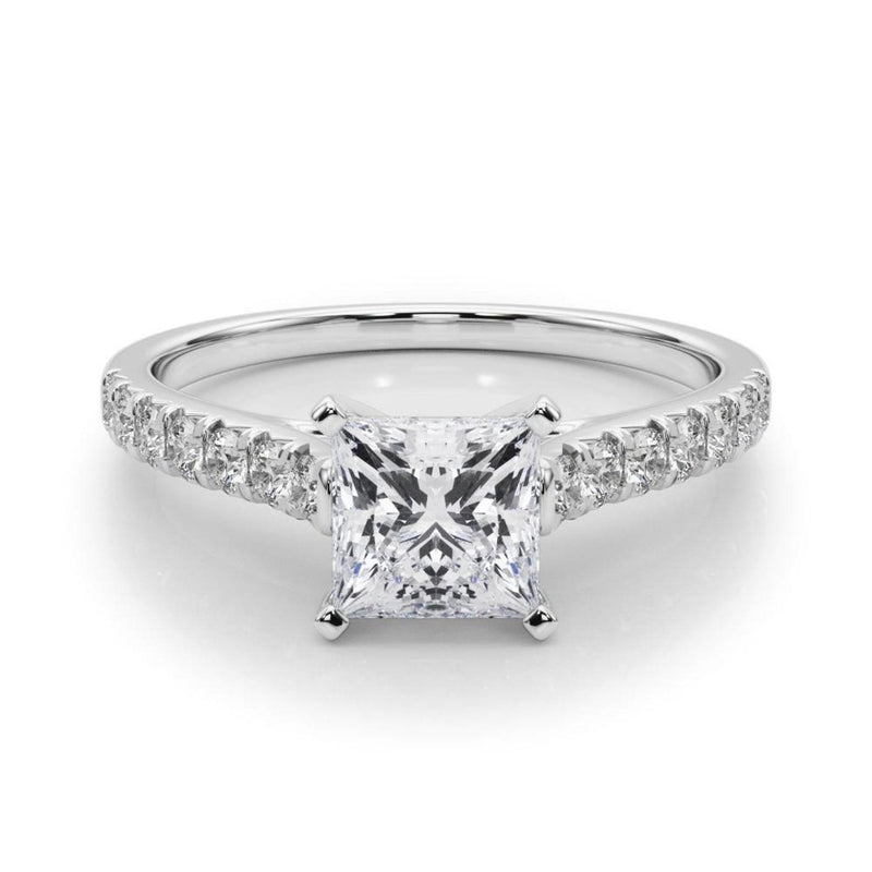 18K Solid Gold 1CT Natural Diamond Cathedral Engagement Ring