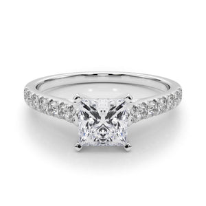 14K 1.5ct Natural Diamond Round Cut Side Stone Engagement Ring