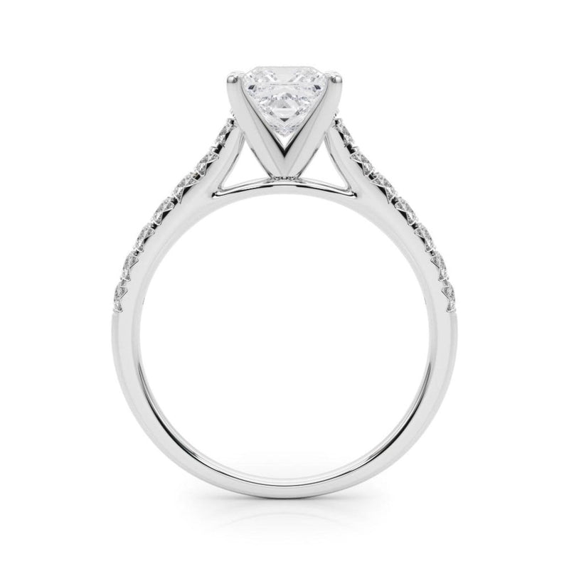 14K 1.33ct Lab Grown Diamond Princess Cut Cathedral Engagement Ring