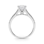 18K Solid Gold 1.33 CT Princess-Cut Natural Diamond Cathedral Engagement Ring - Close Up