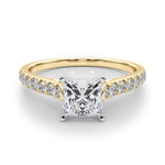 18K Solid Gold 1.33 CT Princess-Cut Natural Diamond Cathedral Engagement Ring - View 8
