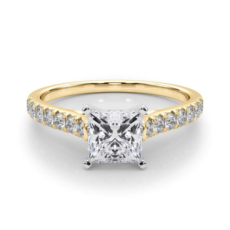 14K 1.33ct Lab Grown Diamond Princess Cut Cathedral Engagement Ring