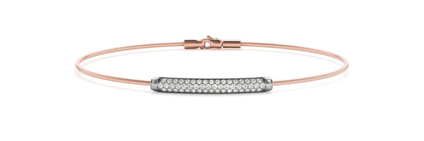 18K Solid Gold 0.33 CT Three-Row Natural Diamond Pavé Bangle