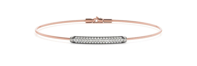 18K Solid Gold 0.33 CT Three-Row Natural Diamond Pavé Bangle