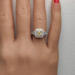 18K Solid Gold Cushion Lab Grown Yellow Diamond 1.14 Carat Cocktail Ring - Alternate Angle | Riyanika Jewels
