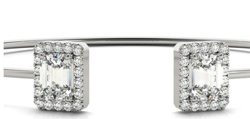 18K Solid Gold 2.33 CT Natural Diamond Bypass Cuff Bracelet