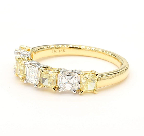 1.53ct Fancy Yellow Diamond Cushion Cut Cocktail Band in 18K Solid Gold | Riyanika