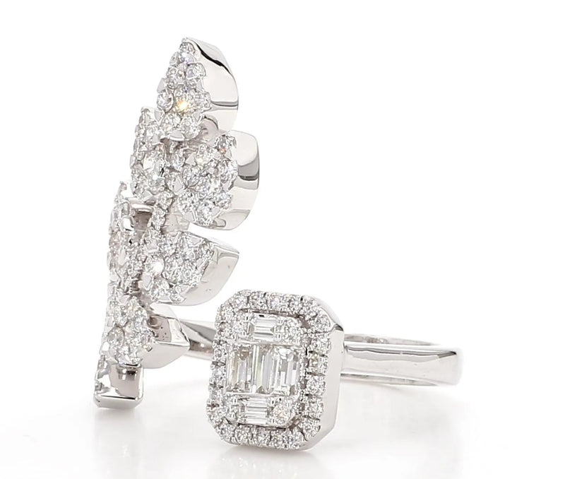 18K Solid Gold Baguette Lab Grown Diamond 1.40 Carat Cocktail Ring - Side View | Riyanika Jewels
