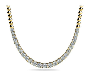 18K Solid Gold 2.00 CT Natural Diamond & Bead Chain Tennis Necklace