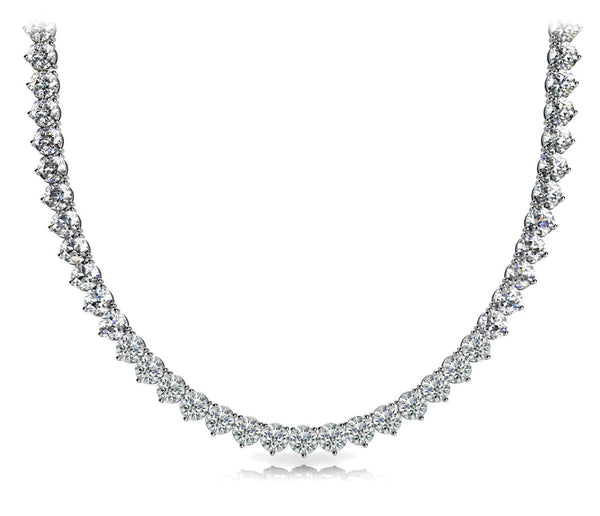 18K Solid Gold 6.00 CTW Natural Diamond Tennis Necklace - Side View | Riyanika Jewels