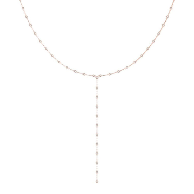 18K Solid Gold 2.625 CTW Lab Grown Diamond Lariat Necklace - Detail | Riyanika Jewels