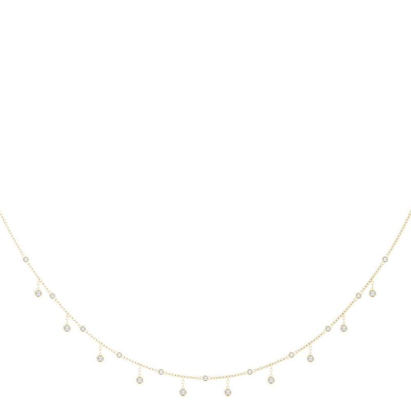 18K Solid Gold 1.33 CTW Natural Diamond Drop Necklace