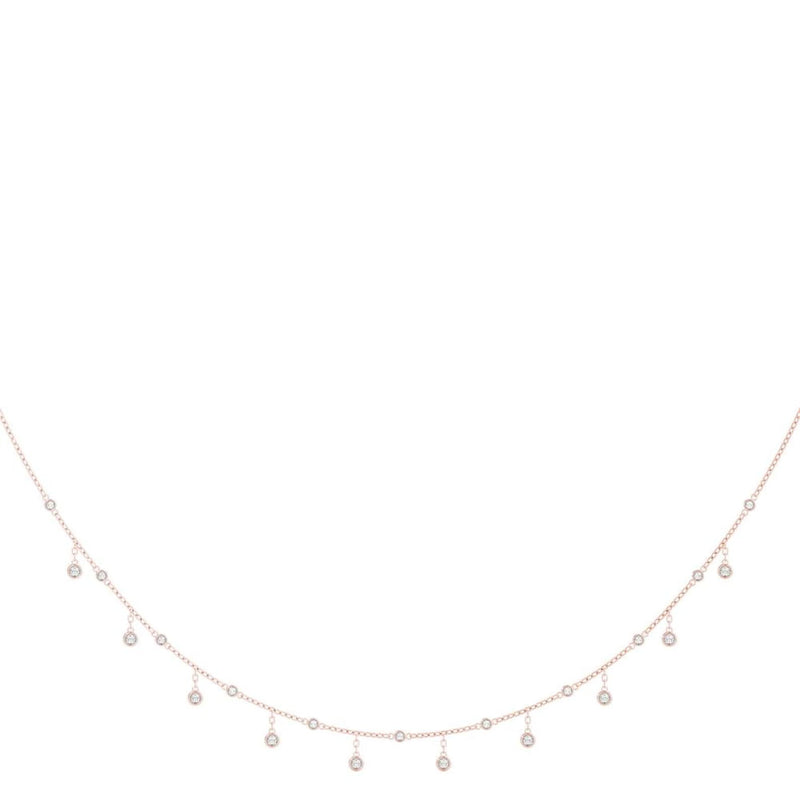 18K Solid Gold 1.33 CTW Natural Diamond Drop Necklace - Side View | Riyanika Jewels