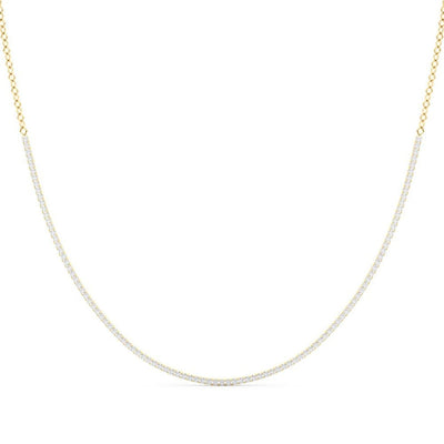 18K Solid Gold Half-Eternity Natural Diamond Bar Necklace