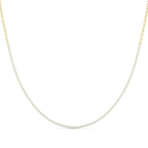 18K Solid Gold Half-Eternity Natural Diamond Bar Necklace