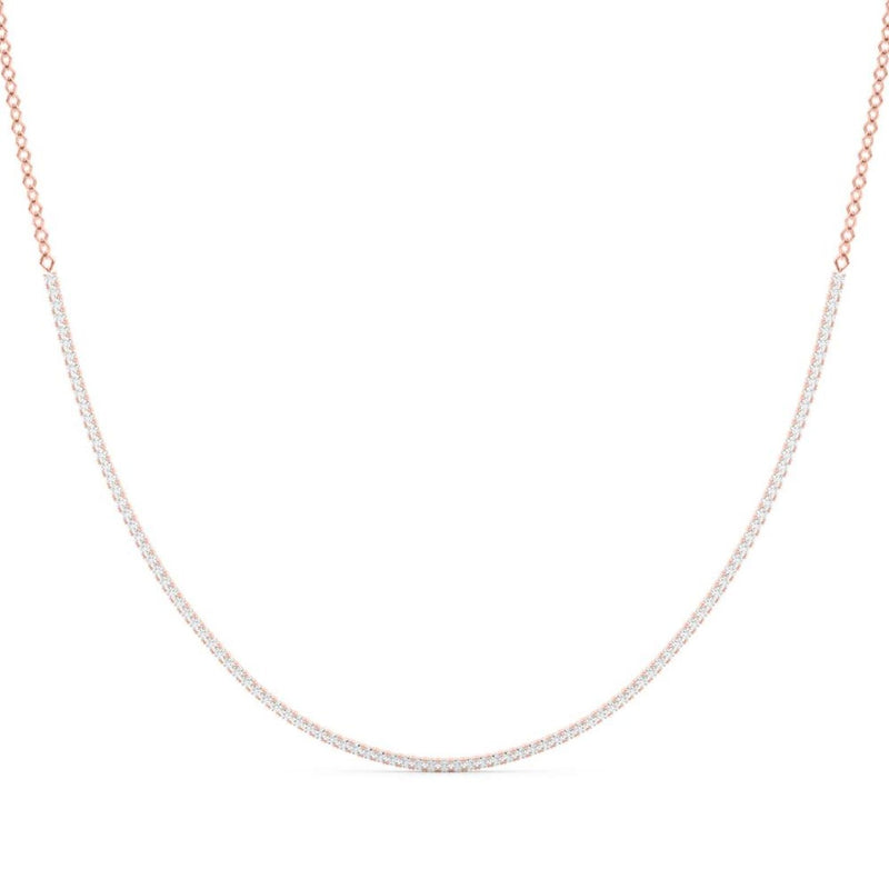 18K Solid Gold Half-Eternity Lab Grown Diamond Bar Necklace - View 6 | Riyanika Jewels