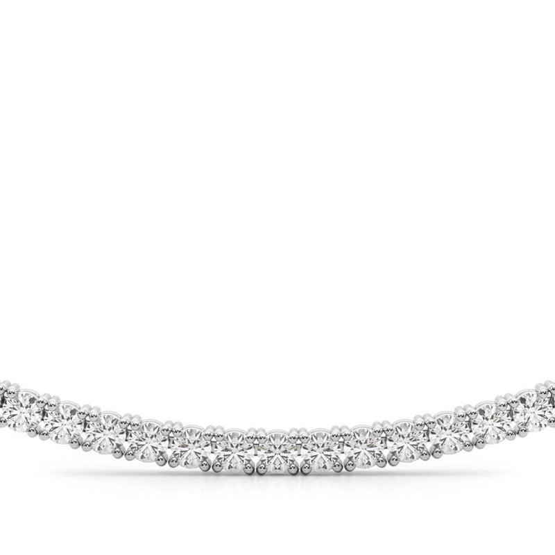 18K Solid Gold Half-Eternity Lab Grown Diamond Bar Necklace - View 8 | Riyanika Jewels