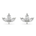 18K Solid Gold 0.45 Ct Natural Diamond Floral Cluster Stud Earrings