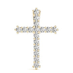 14K Solid Gold 16 Stone Lab Grown Diamond Cross Pendant