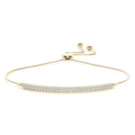 18K Solid Gold 0.50 Ct Natural Diamond Adjustable Two-Row Bar Bracelet - Alternate Angle | Riyanika Jewels