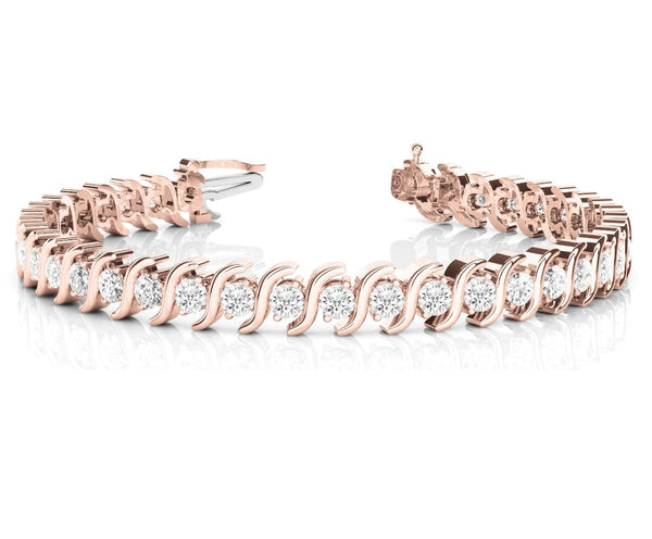 18K Solid Gold 1.00 Ct Lab Grown Diamond Wave-Style Bracelet - Side View | Riyanika Jewels