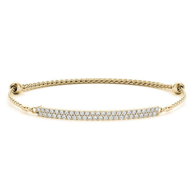 18K Solid Gold 0.50 Ct Natural Diamond Flexible Rope Chain Bracelet