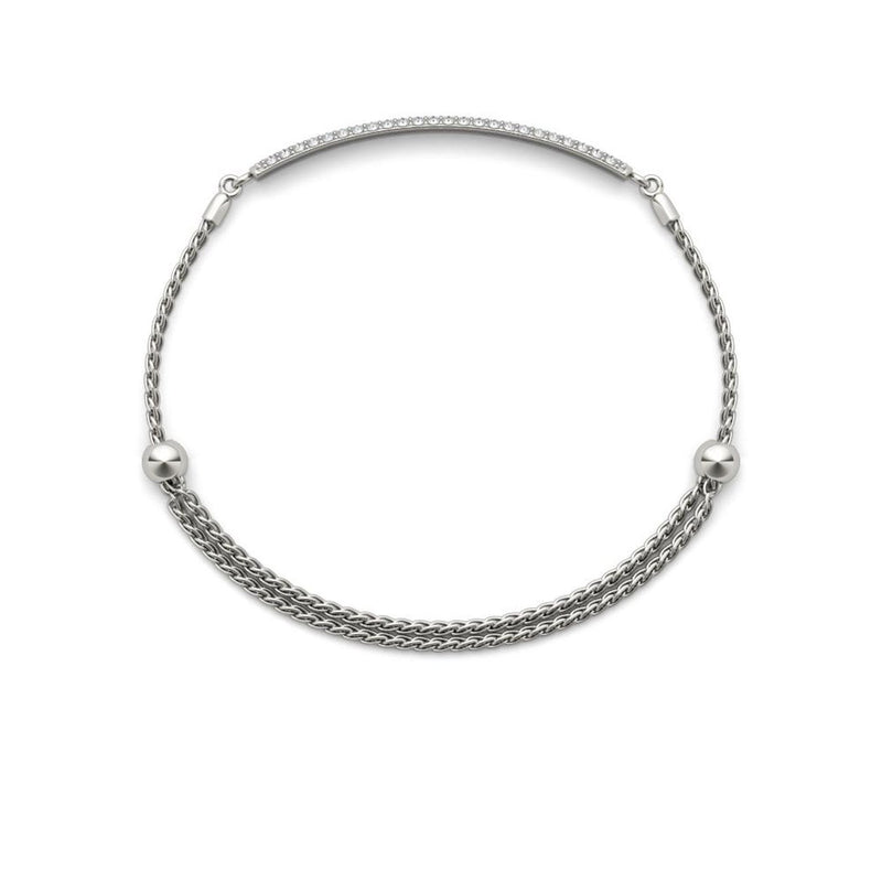 18K Solid Gold 0.75 Ct Natural Diamond Three-Row Bar Bracelet - Alternate Angle | Riyanika Jewels